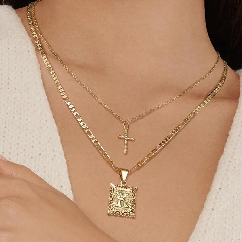 Sola™ - Collana con Iniziali Incrociate in Oro - Set