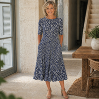 Sarah | Moeiteloze Bloemen Midi-jurk