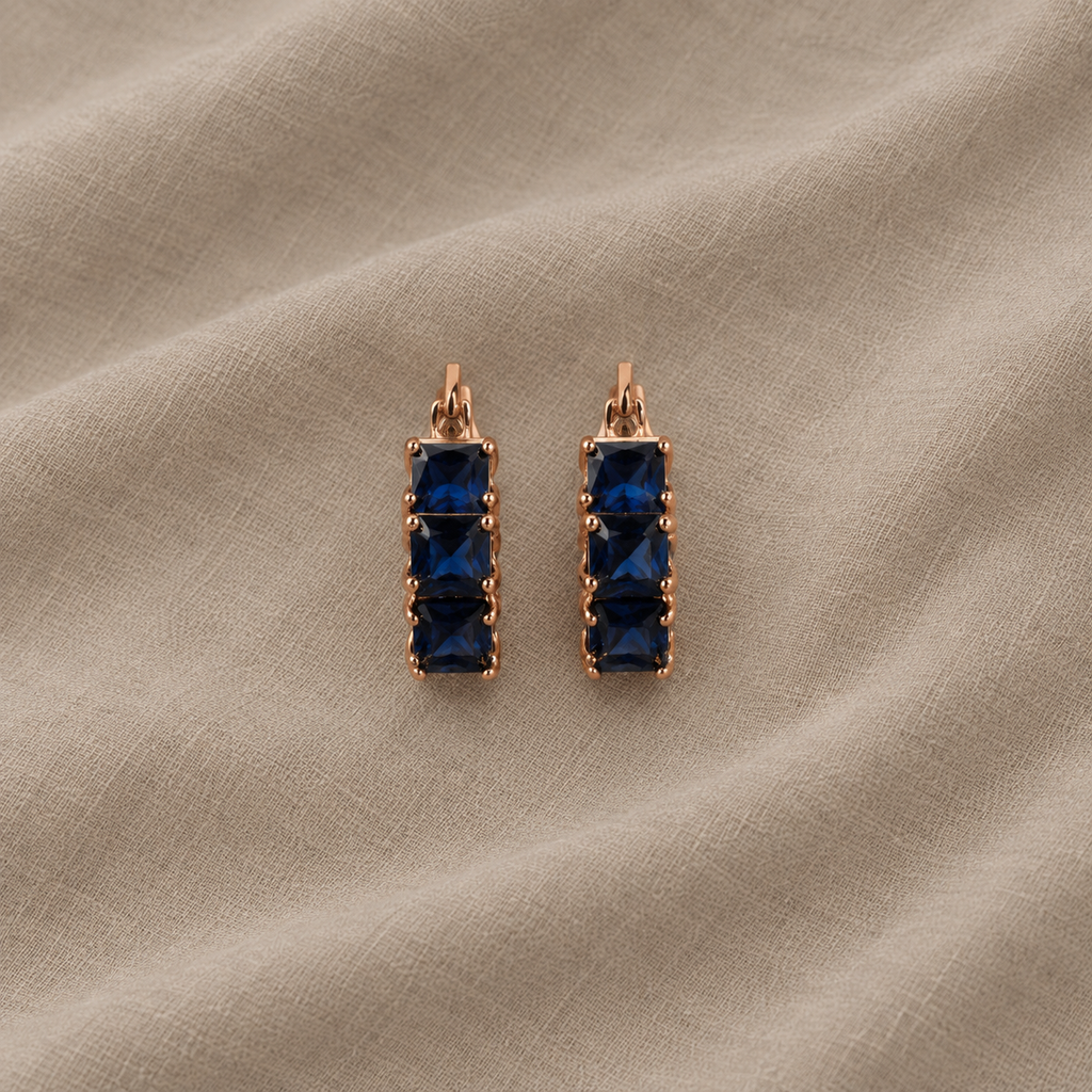 Orecchini a cerchio quadrati blu