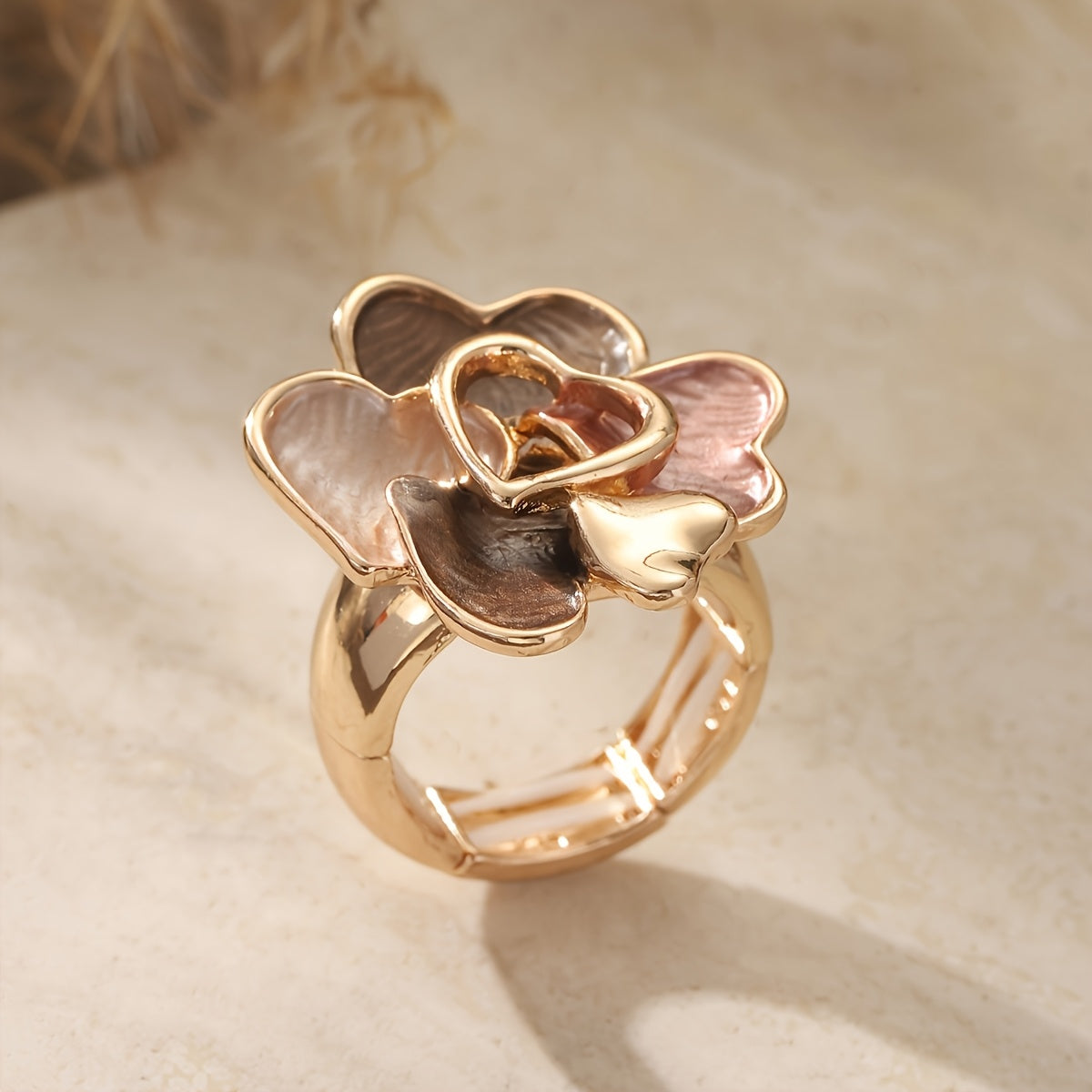 Anello a cuore in smalto placcato oro bohemien