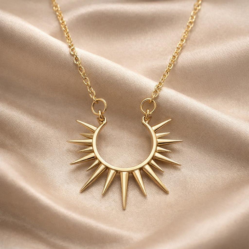 Ciondolo a forma di girasole in oro bianco con collana