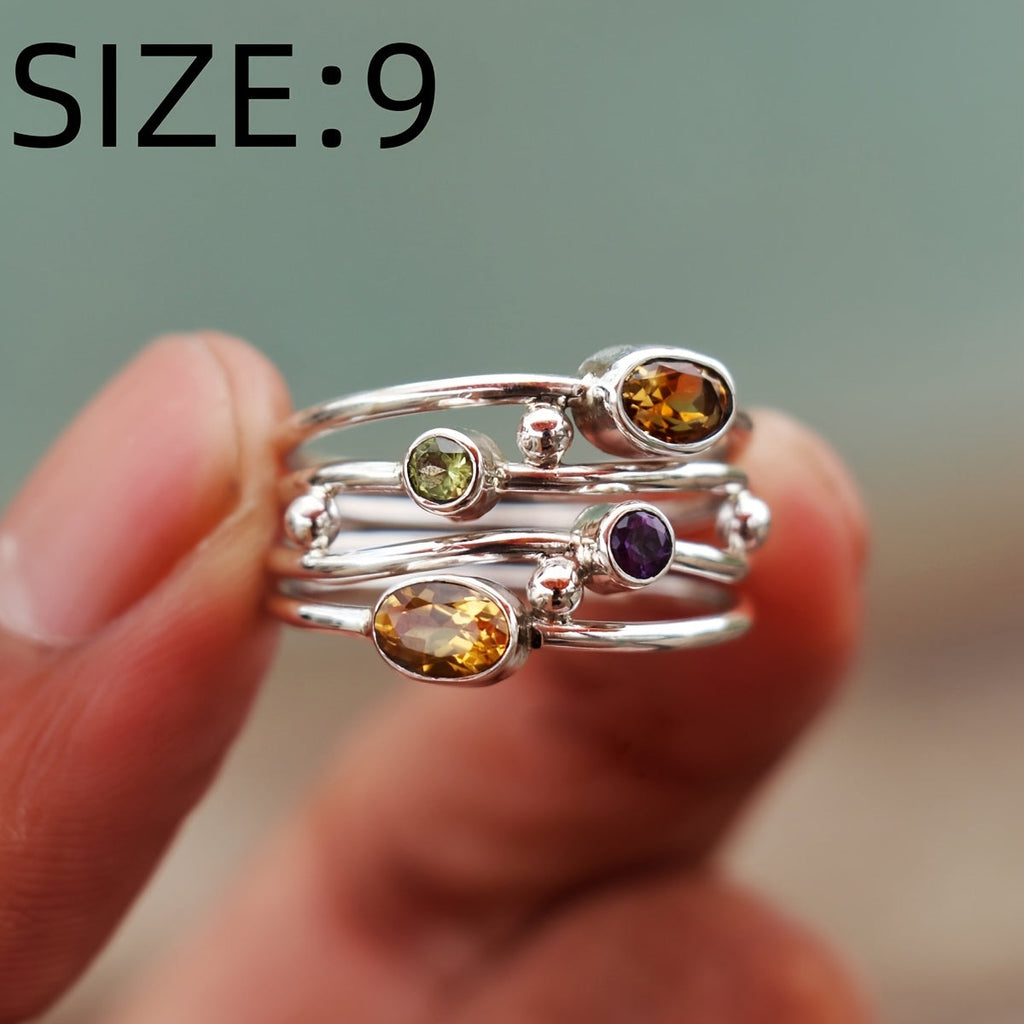 Anello Impilabile in Gemme Multicolore Bohemien