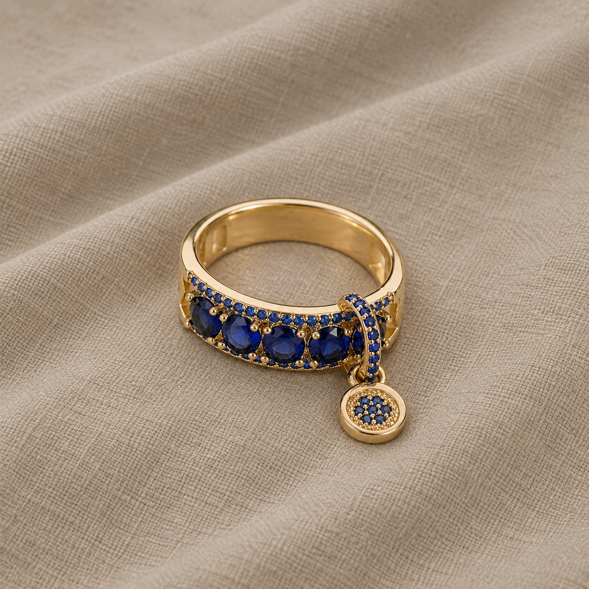 Anello di Fidanzamento con Cristallo Blu
