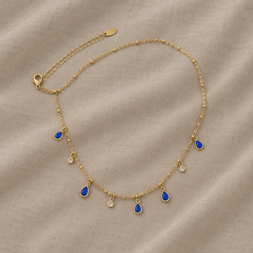 Collana in Oro con Zaffiro a Goccia
