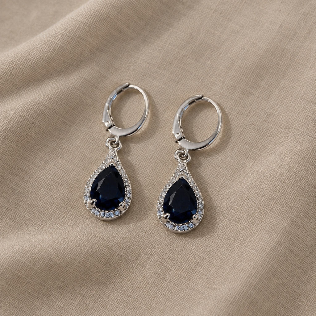 Orecchini Pendenti con Cristalli Blu