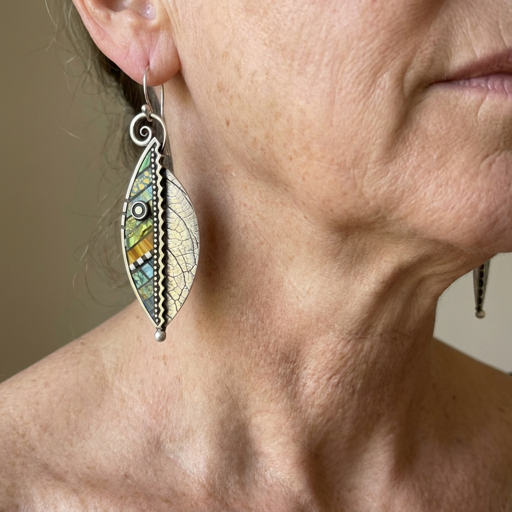 Orecchini a Goccia Foglia Multicolore Bohemien
