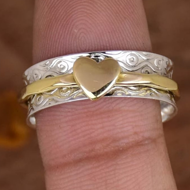 Anello Spinner a Cuore Bi-tono Bohemien