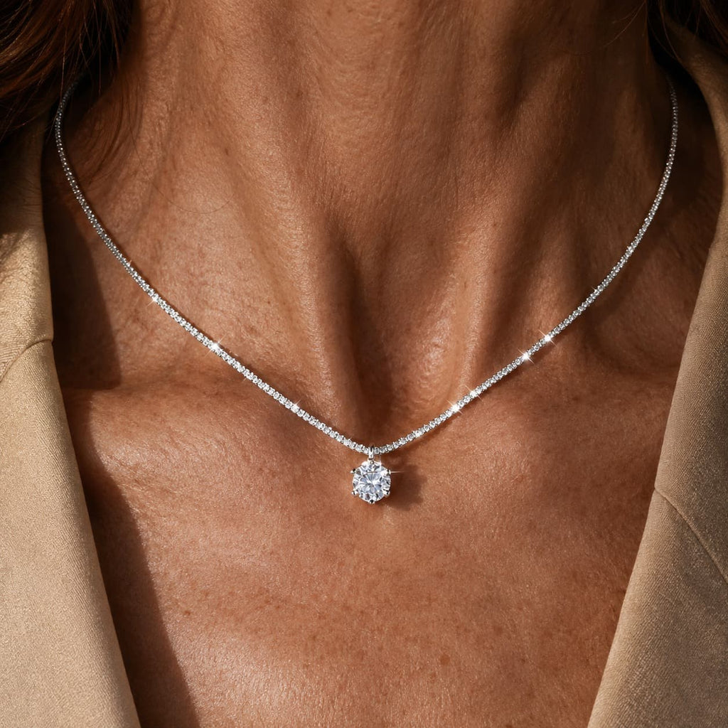 Collana Eternity con Zirconi in Oro Bianco