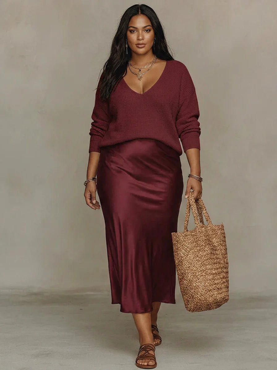 Caterina™ – Elegante Abito Midi in Raso