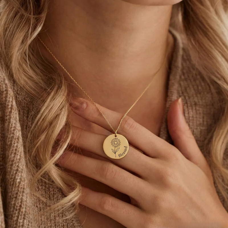 Paradiso™ - Collana con Fiore di Nascita Incisa
