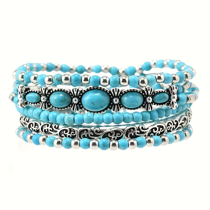Set di Braccialetti Vintage Bohemien in Turchese