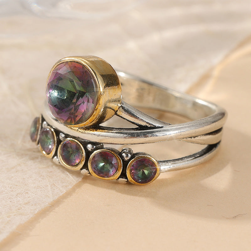 Anello in zirconia cubica artistica in stile bohemien