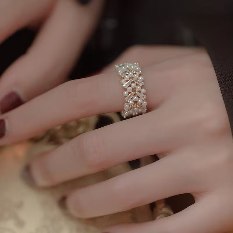 Anello Premium Foglia di Perla