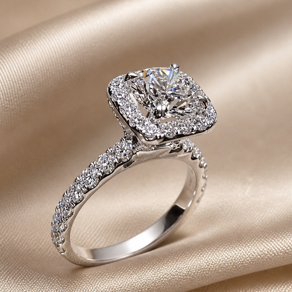 Anello in oro bianco con zircone incastonato
