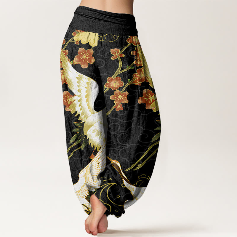 Rosavienne™ - Pantaloni a Palazzo con Gru e Fiori