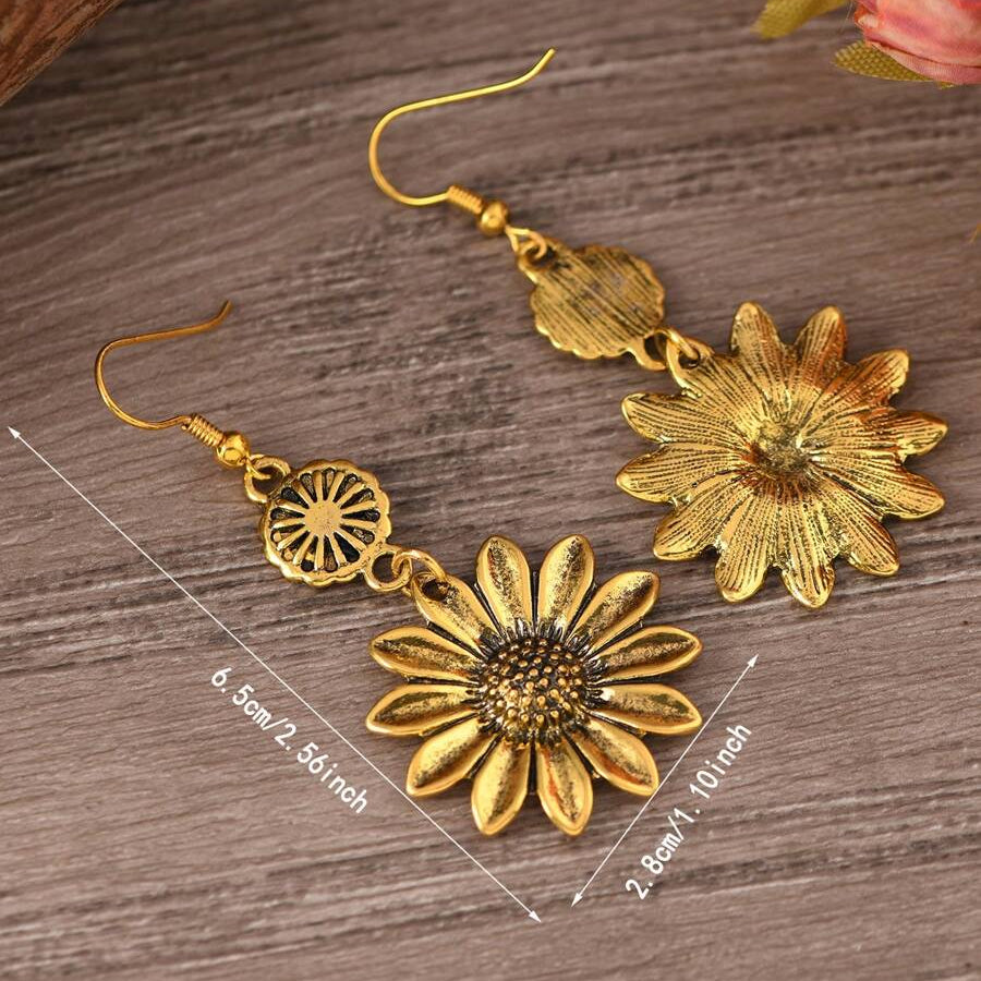 Orecchini a pendente con girasole Boho