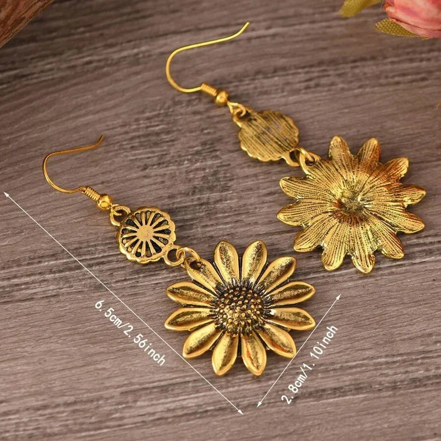 Orecchini Pendenti Girasole Vintage Bohemien