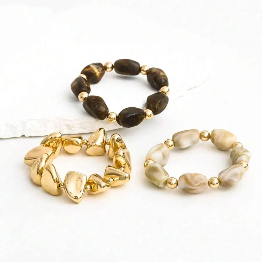 Bracciale Bohemien Retro Geometrico in Acrilico Spesso con Perline