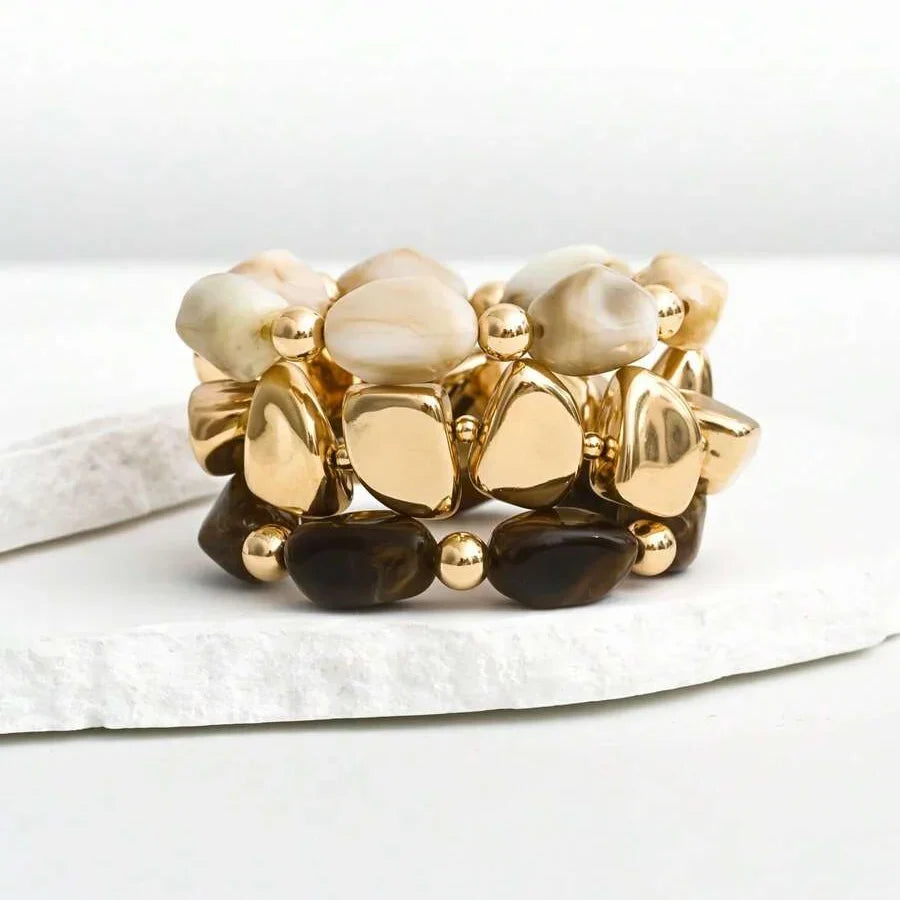 Bracciale Bohemien Retro Geometrico in Acrilico Spesso con Perline
