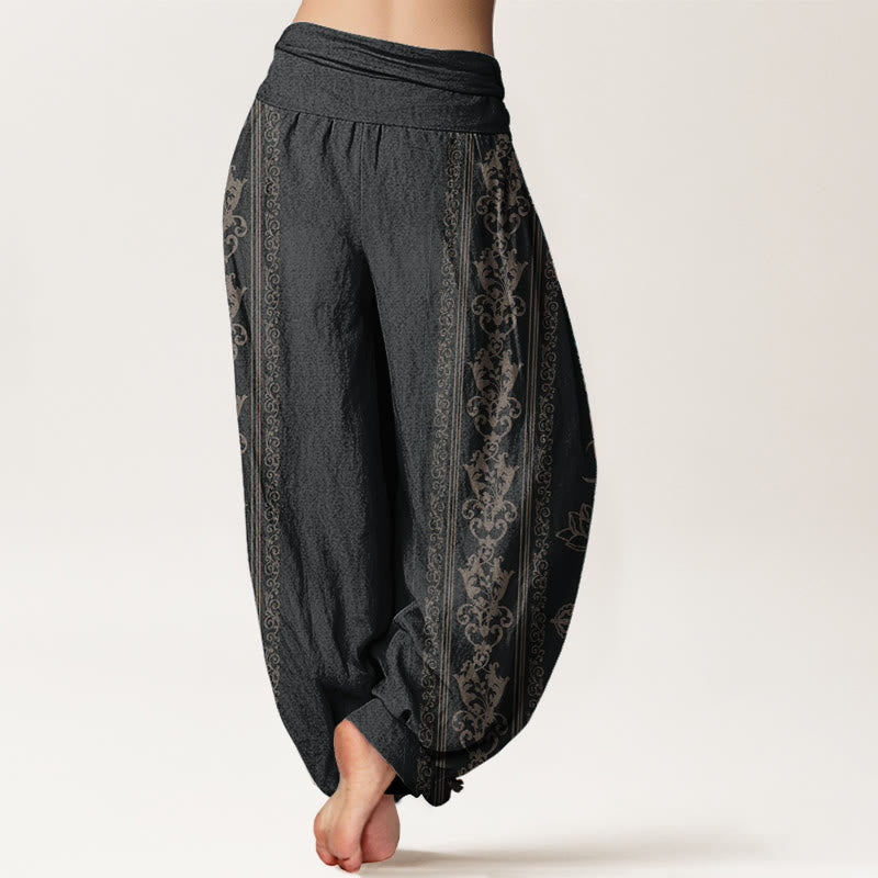 Virelia™ - Pantaloni con Motivo Fiori di Loto