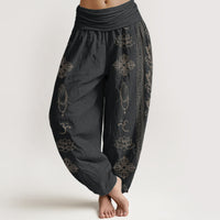 Virelia™ - Pantaloni con Motivo Fiori di Loto