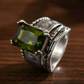 Anello Vintage Bohemien in Zircone Taglio Geometrico Placcato Argento