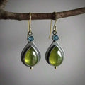 Orecchini Vintage Bohemien in Zirconia Cubica Verde Oliva