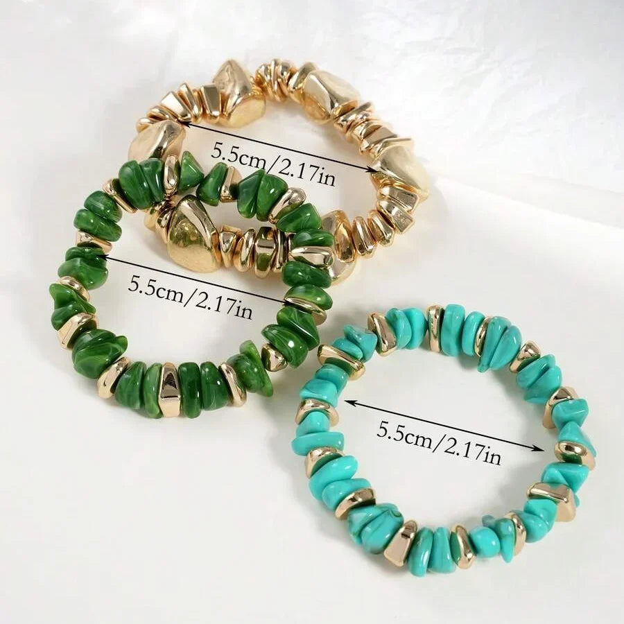 Bracciale Bohemien Retro Geometrico in Acrilico Spesso con Perline