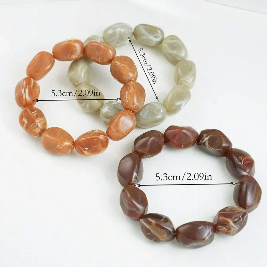 Bracciale Bohemien Retro Geometrico in Acrilico Spesso con Perline