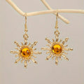 Orecchini Pendenti in Acrilico Dorato con Girasole Barocco Bohemien