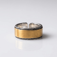ANELLO ARTIGIANALE RUSTICO BICOLORE - (REGOLABILE)