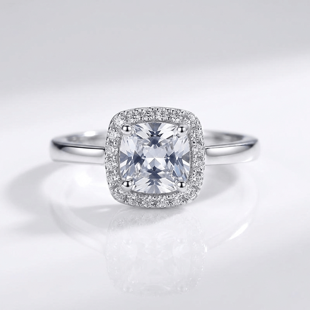 ANELLO HALO IN ZIRCONIA ARGENTO