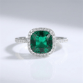 Savia™ - Anello halo con smeraldo verde a cuscino