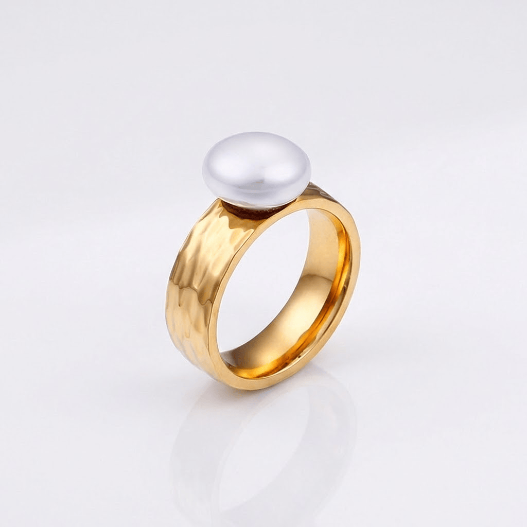Vivia™ - Anello retrò con perla dorata