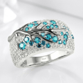 Velaia™ - Anello foglia in argento con topazio blu