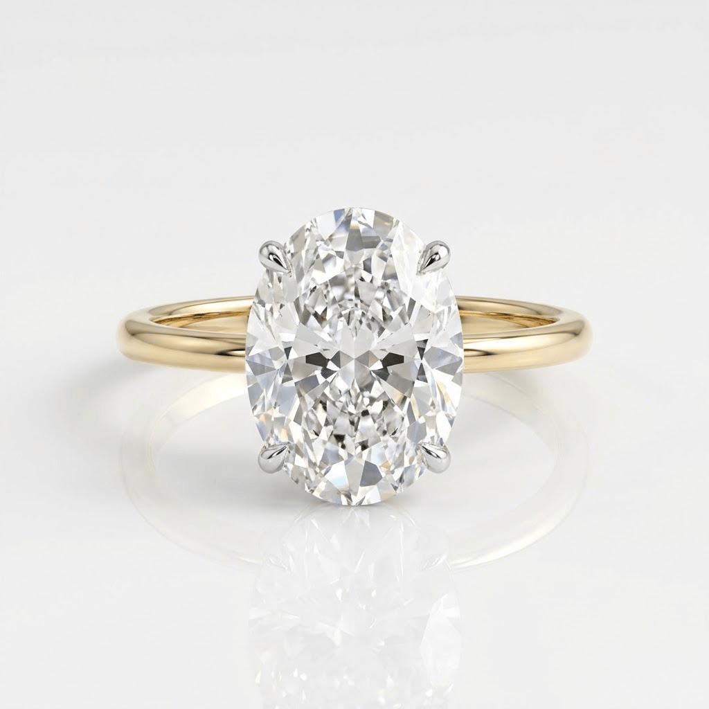 Neria™ - Anello Solitario con Diamante Ovale