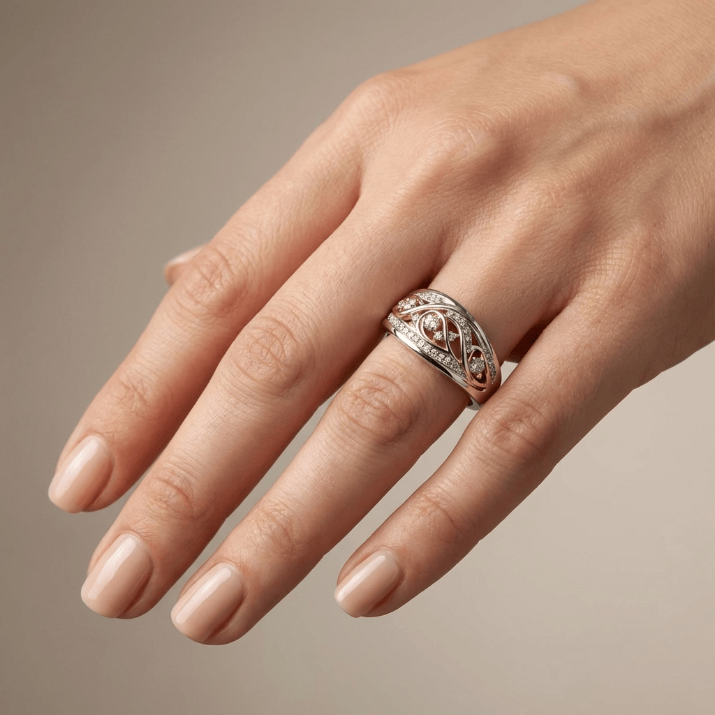 Velora™ - Anello Vintage Bicolore in Oro Rosa e Argento