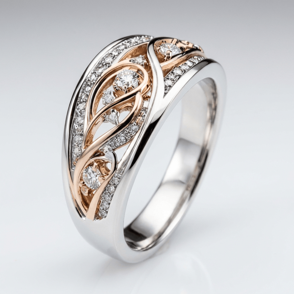 Velora™ - Anello Vintage Bicolore in Oro Rosa e Argento