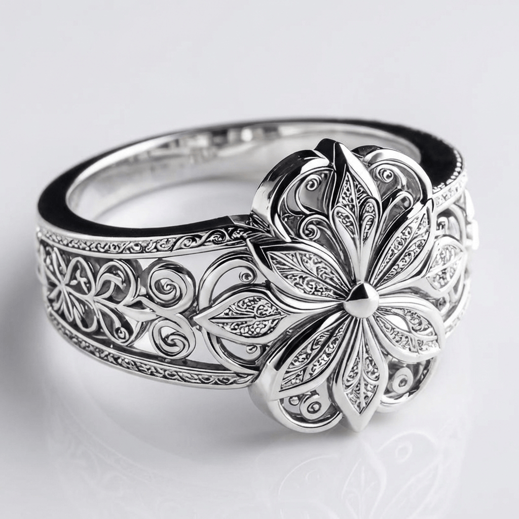 Aurea™ - Anello fiore in argento