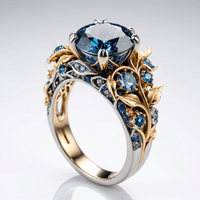 Viora™ - Anello Retrò in Oro con Topazio Blu