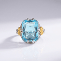 Avel™ - Anello Retrò in Oro con Acquamarina