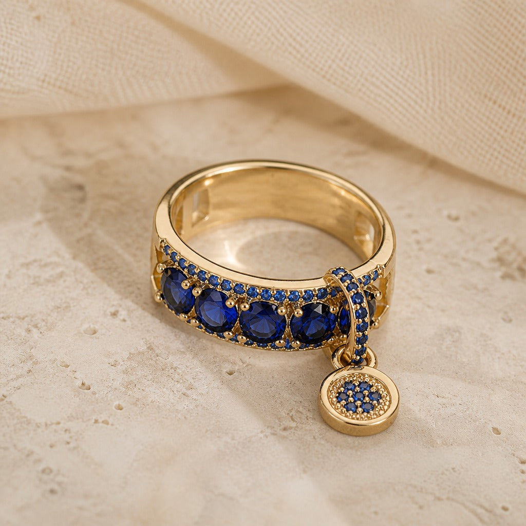 Anello di Fidanzamento con Cristallo Blu