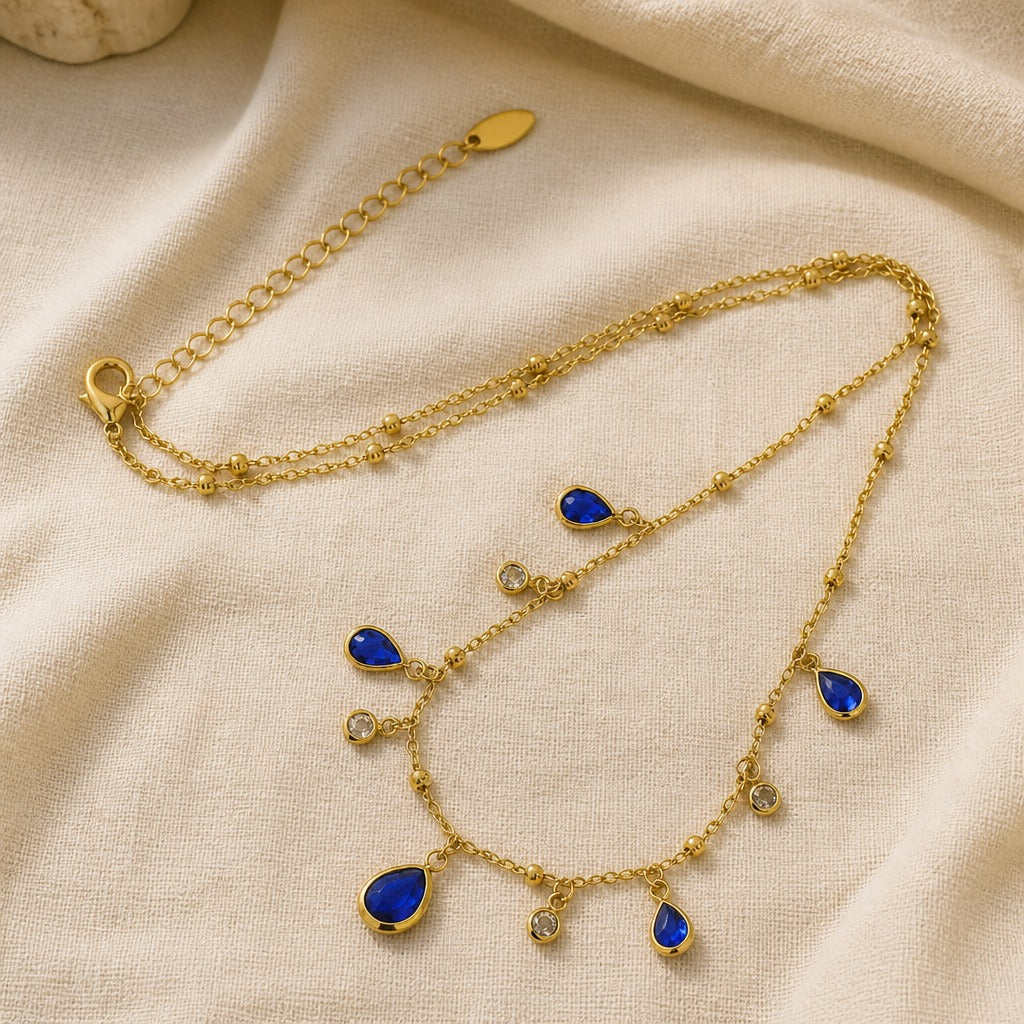 Collana in Oro con Zaffiro a Goccia