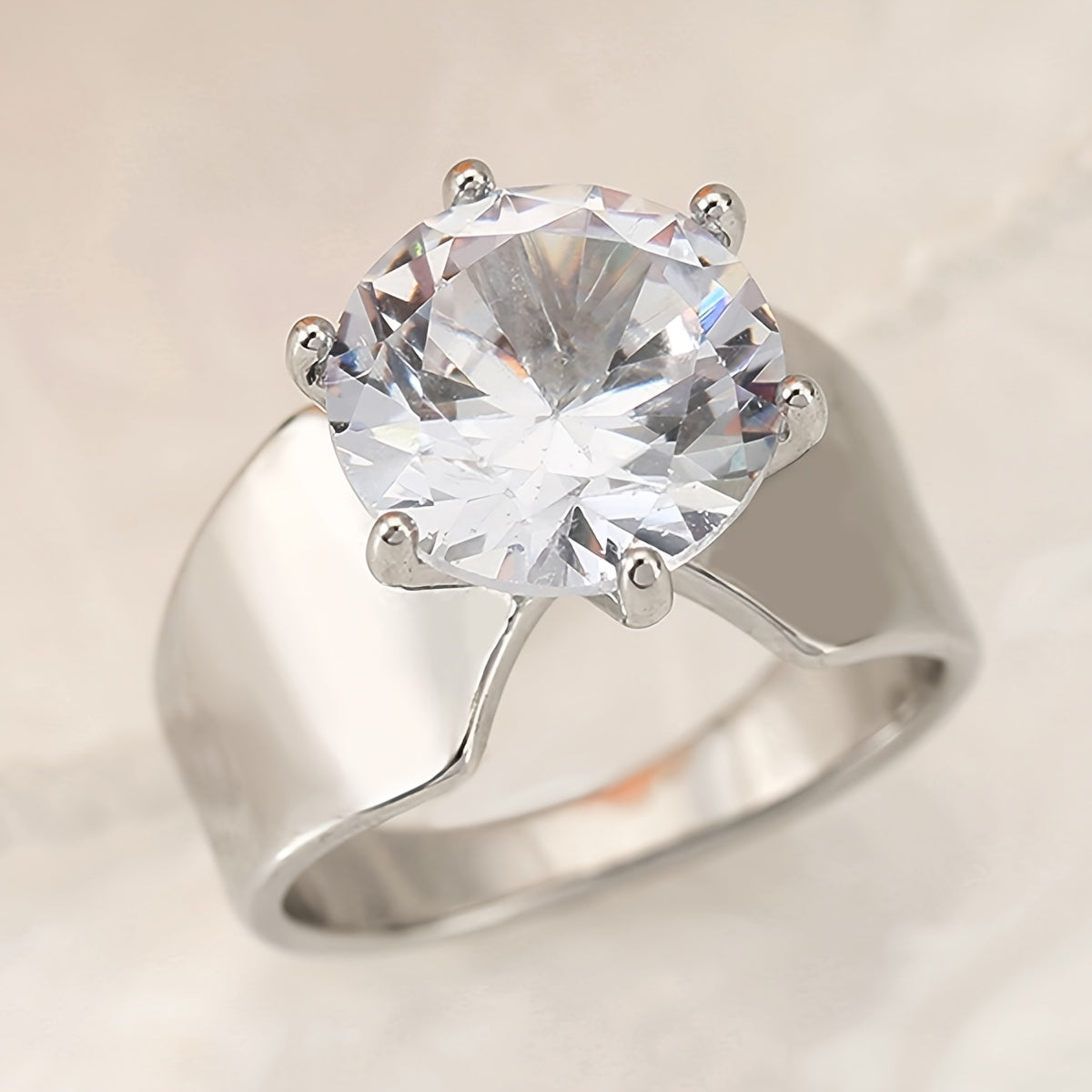 Anello a Fascia Larga in Zirconia Cubica Bohemien