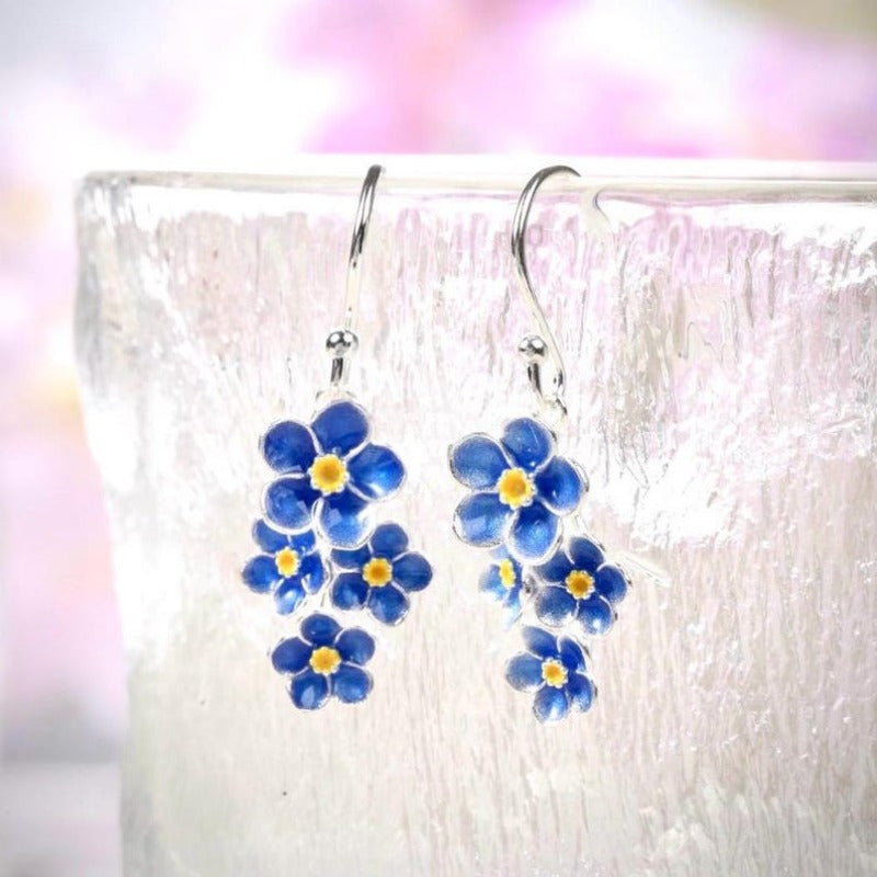 Orecchini Pendenti Vintage Bohemien in Smalto Blu