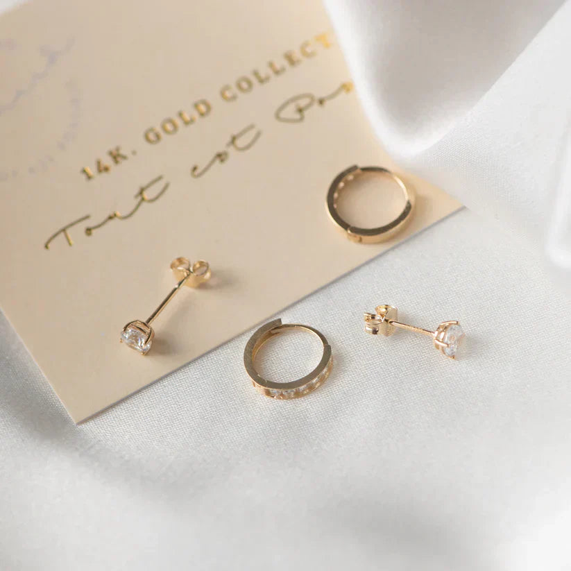 Set di Orecchini in Pietra Dara Brillane | Oro