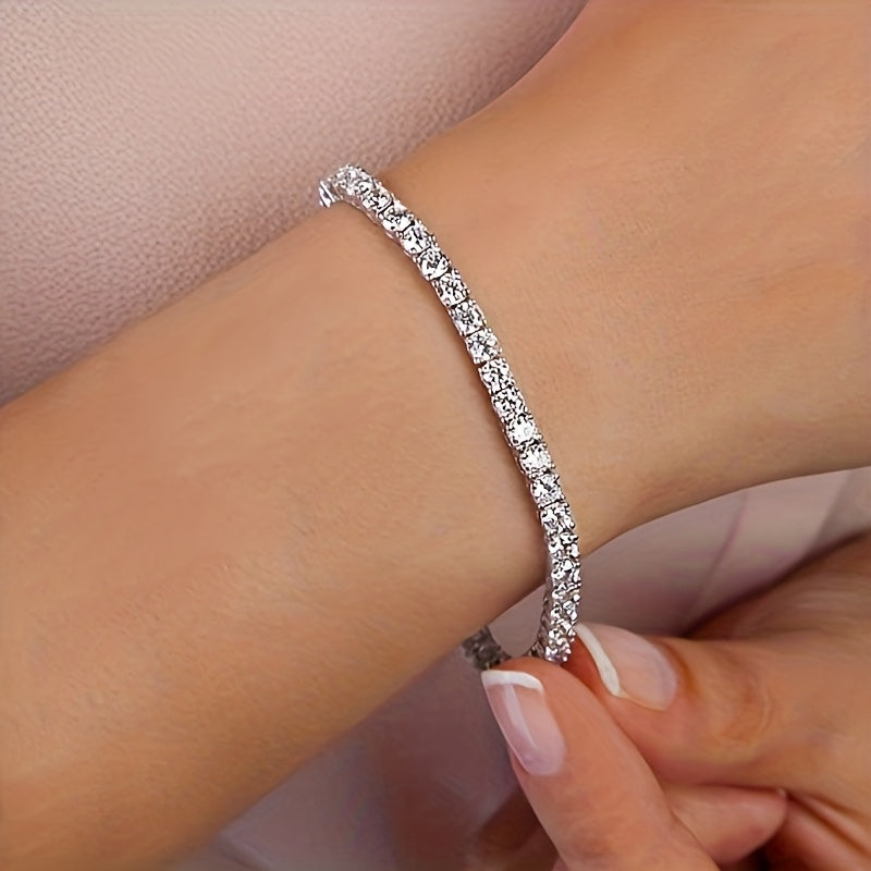 Bracciale tennis in cristallo con finitura in oro bianco