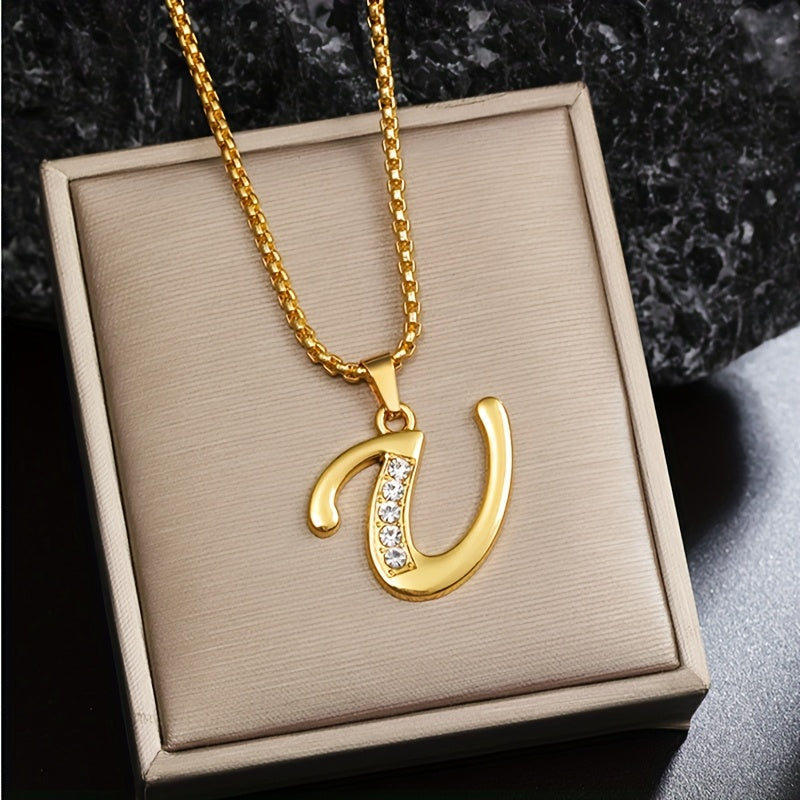 Collana con Iniziale in Cristallo | Oro