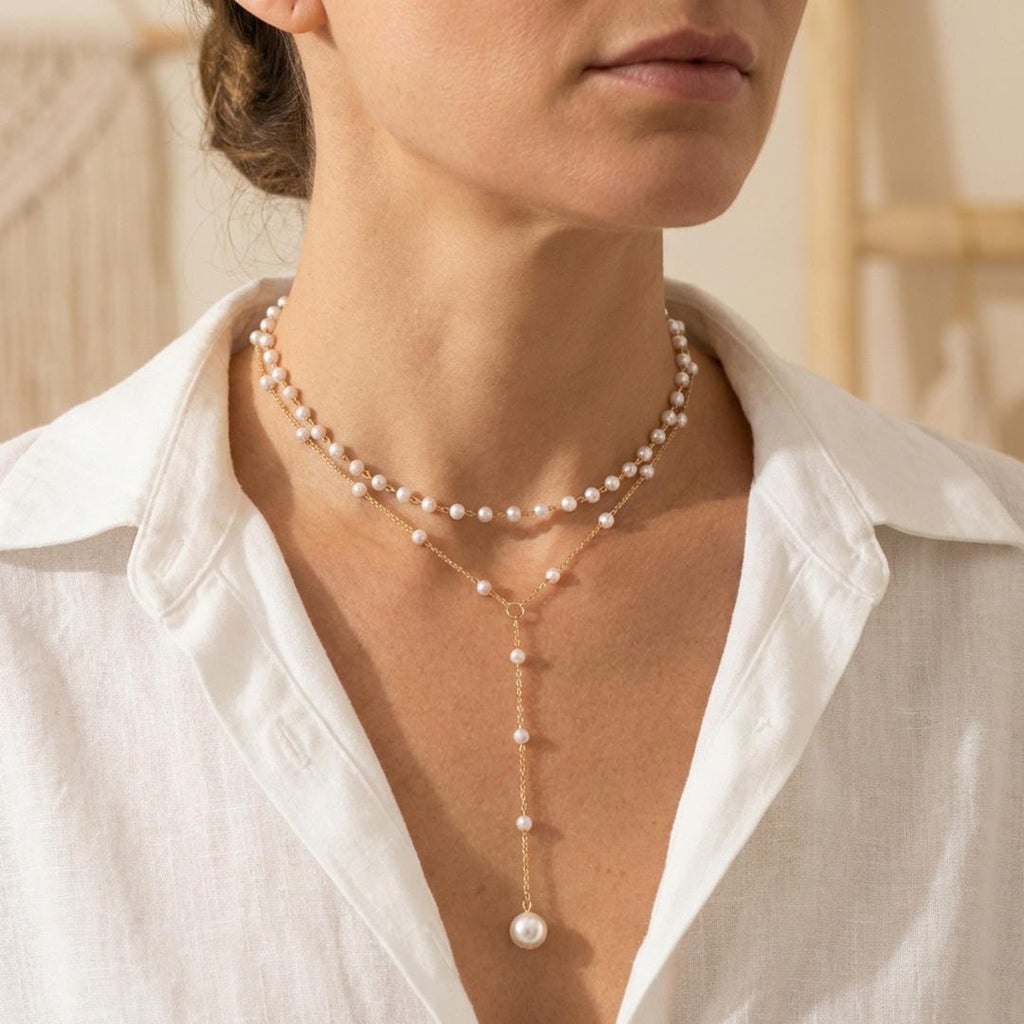 Collana a Catena Y con Perle