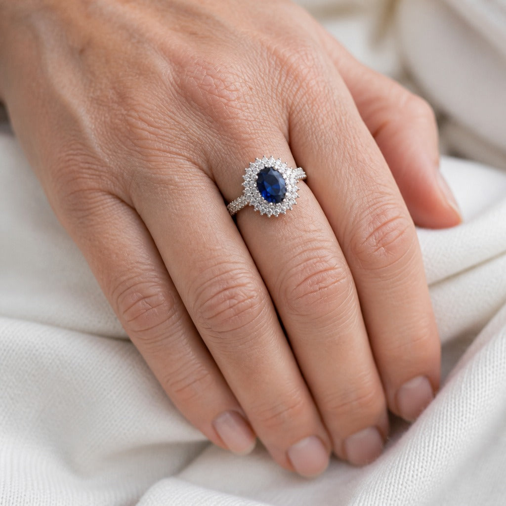Esclusivo Anello in Argento con Cubo Blu